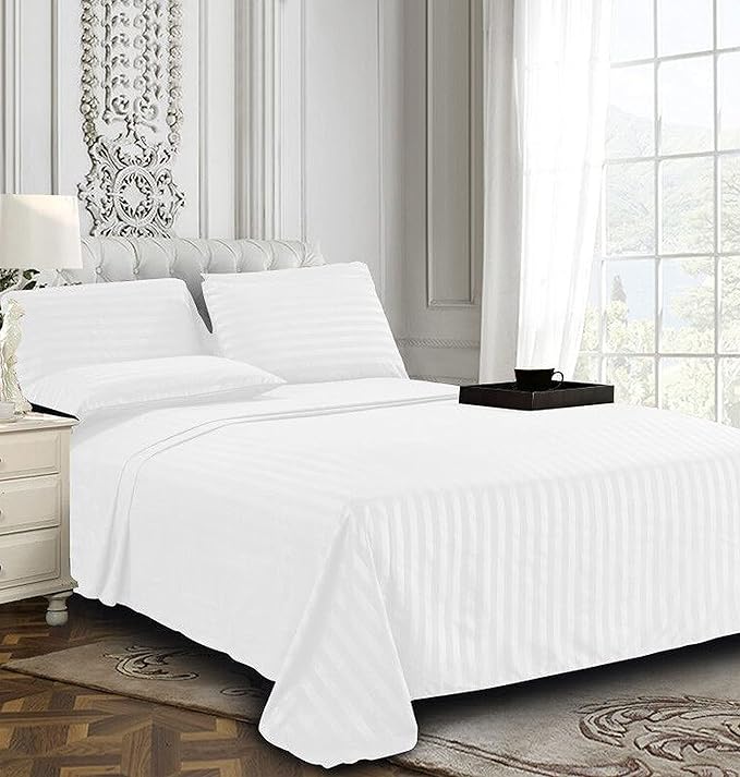 Elegant Comfort Best, Softest, Coziest 6-Piece Sheet Sets! - 1500 Premier Hotel Quality Luxurious Wrinkle Resistant 6-Piece Damask Stripe Bed Sheet Set, Full White
