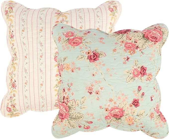 Greenland Home Antique Rose 100% Cotton Heirloom-Quality Quilt Set, 5-Piece Full/Queen, Blue