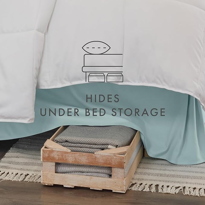 Linen Market Bed Skirt - Ultra Soft Microfiber - Easy Fit with 14 Inch Tailored Drop - Hotel Quality, Shrinkage & Fade Resistant - Bed Cover - Twin Bed Skirts - Bedroom Décor - (Twin, Aqua)