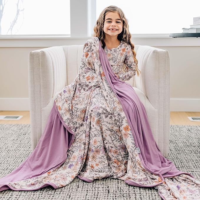 Copper Pearl Jumbo Premium Knit 3 Layer Stretchy Throw Blanket Flora