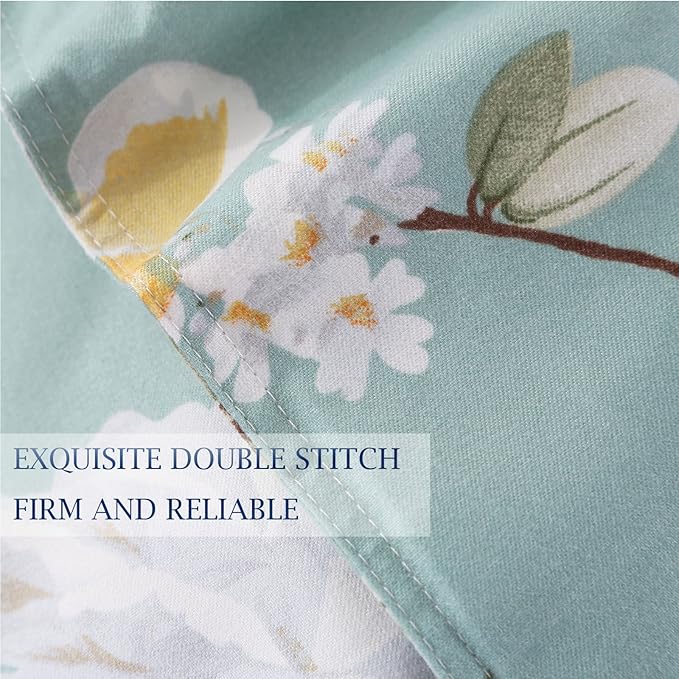 Nanko Bedding Duvet Cover Set Queen, 3 Pieces – 800-Thread Floral Microfiber Down Comforter Quilt Cover Zipper & Tie for Women & Men’s Bedroom, Luxury Guestroom Decor -Teal