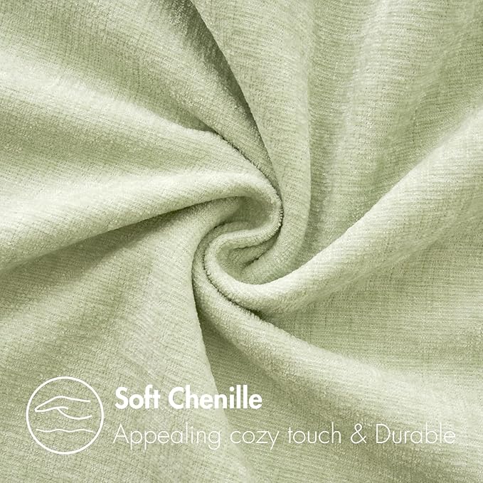 MIULEE Pack of 2 Spring Light Green Couch Throw Pillow Covers 12x20 Inch Soft Chenille Lumbar Pillow Covers for Sofa Living Room Solid Dyed Cases