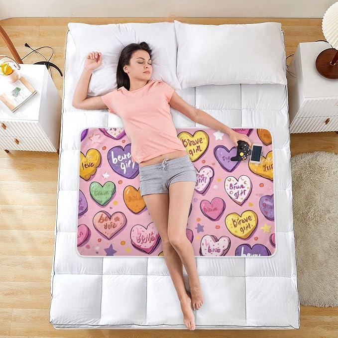 Waterproof Bed Pad Reusable Changing Pad Toddler Mattress Protector Large Pee Pad Baby Diaper Pad Soft Washable Liner Be Brave Girl Hearts Stars Dots