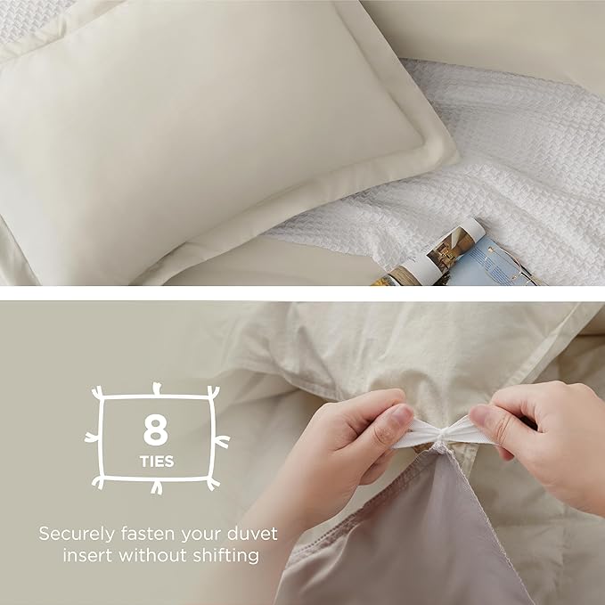Bedsure Duvet Cover Queen Size - Only Includes 1 Duvet Cover (90"x90"), Hotel Luxury Soft Double Brushed All Season Bedding for Kids & Adults, Zipper Closure, NO Comforter, Linen