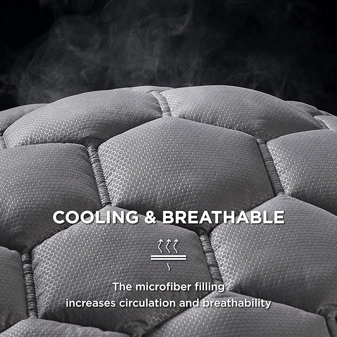 Bedsure Mattress Pad Full Size - Soft Mattress Cover Padded, Quilted Fitted Mattress Protector with 8-21" Deep Pocket, Breathable Fluffy Pillow Top, Grey, 54x75 Inches