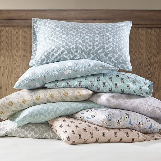 True North by Sleep Philosophy Cozy Flannel Warm 100% Cotton Sheet - Novelty Print Animals Stars Cute Ultra Soft Cold Weather Bedding Set, Twin, Multi Sloth 3 Piece