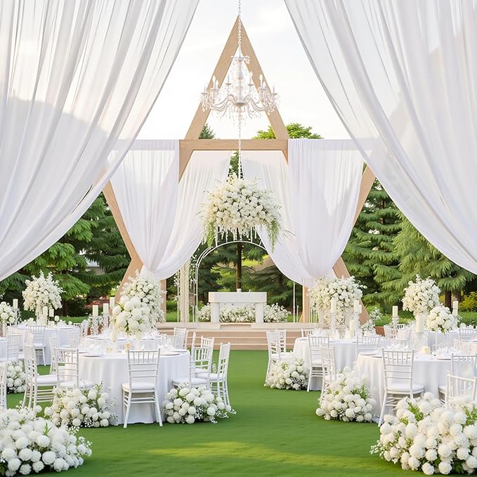 40ft×20ft White Ceiling Drapes for Weddings Events Wrinkle-Free Polyester Ceiling Backdrop for Ten Canopy Church Stage Bedroom Decor 8 Panels 5×20ft
