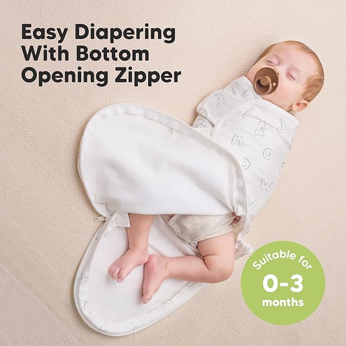 Baby Swaddle Sleep Sacks with Zipper - 3-Pack Swaddles for Newborns 0-3 Months, Infant, Baby Girls, Boys, Soft & Durable Newborn Sleep Sack, Easy Diaper Change Swaddling Blanket (ABC Land Cloud, OS)