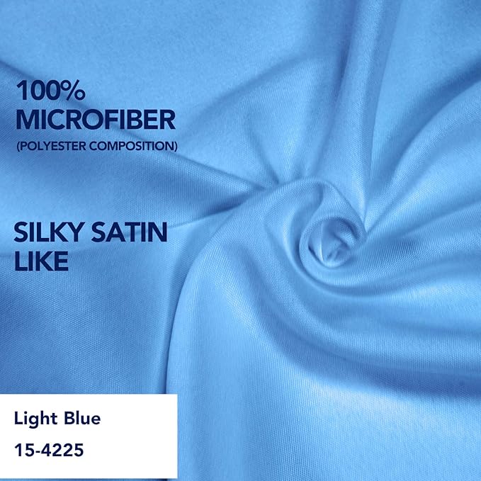 PureFit Wrap Around Ruffled Bed Skirt with Adjustable Elastic Belt - 22 Inch Drop Easy to Put On, Wrinkle Free Bedskirt Dust Ruffles, Bed Frame Cover for Twin,Twin XL and Full Size Beds, Light Blue