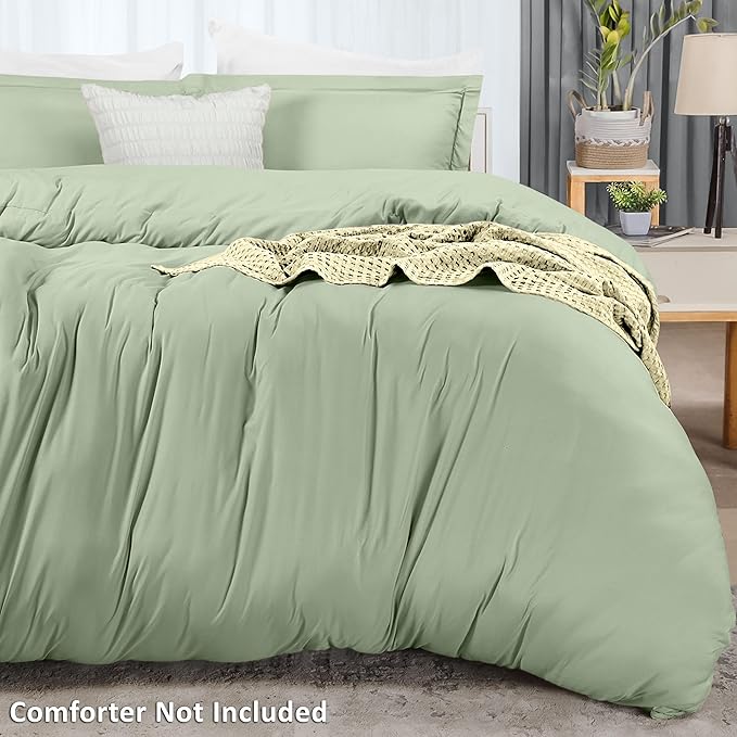 Utopia Bedding Duvet Cover Queen Size - 3 Piece with Zipper Closure - 1 Comforter Cover 90X90 Inches & 2 Pillow Shams 20X26 Inches (Sage) Comforter Not Included