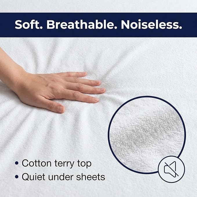 Zippered Waterproof Mattress Encasements - Hypoallergenic Mattress Protector Cover with Soft Cotton Terry Fabric Top - Twin Size 39' x 75'