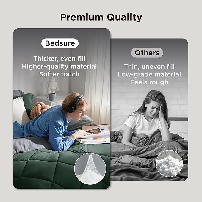 Bedsure Full Size Comforter Set - 7 Pieces Reversible Forest Green Bedding, Full Size Bed Set for All Seasons, Bed in a Bag with Down Alternative Comforter, Sheets, Pillowcases & Shams