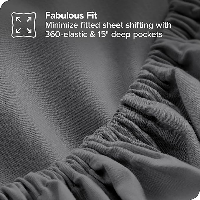 Bare Home Reversible Bed-in-A-Bag Comforter & Sheet Set - Full Extra Long - Down Alternative - Soft - Bedding Set (Full XL, Light Grey, Grey)