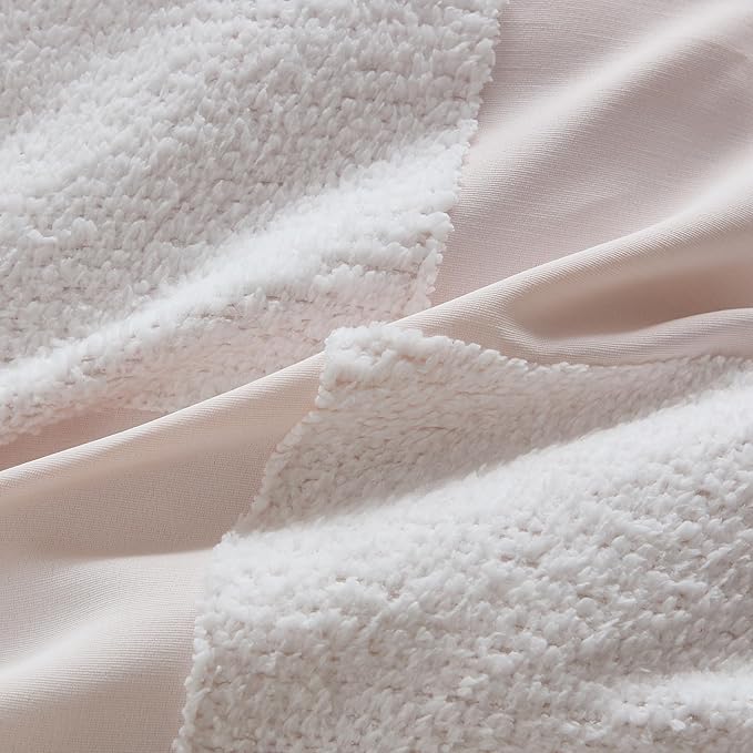 Kids Comforter Set Bedding Set Bed in a Bag for Boys and Girls Toddlers Printed Sheet Set and Comforter, Full, Chenille Checkered Blush Pink
