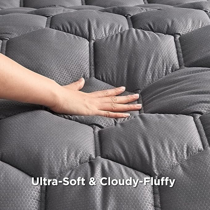 Bedsure Grey Twin XL Mattress Pad - Soft Mattress Topper for College Dorm Room Essentials, Extra Long Twin Bed Cover Protector with 8-21 Inches Deep Pocket, Washable, Grey, 39x80 Inches