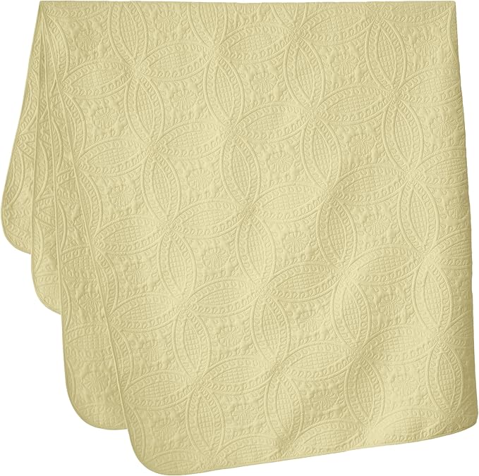 Chezmoi Collection Austin King Oversized Bedspread Set, 3-Piece Pinsonic Quilted Lightweight Microfiber Bedspread Coverlet, Pastel Yellow