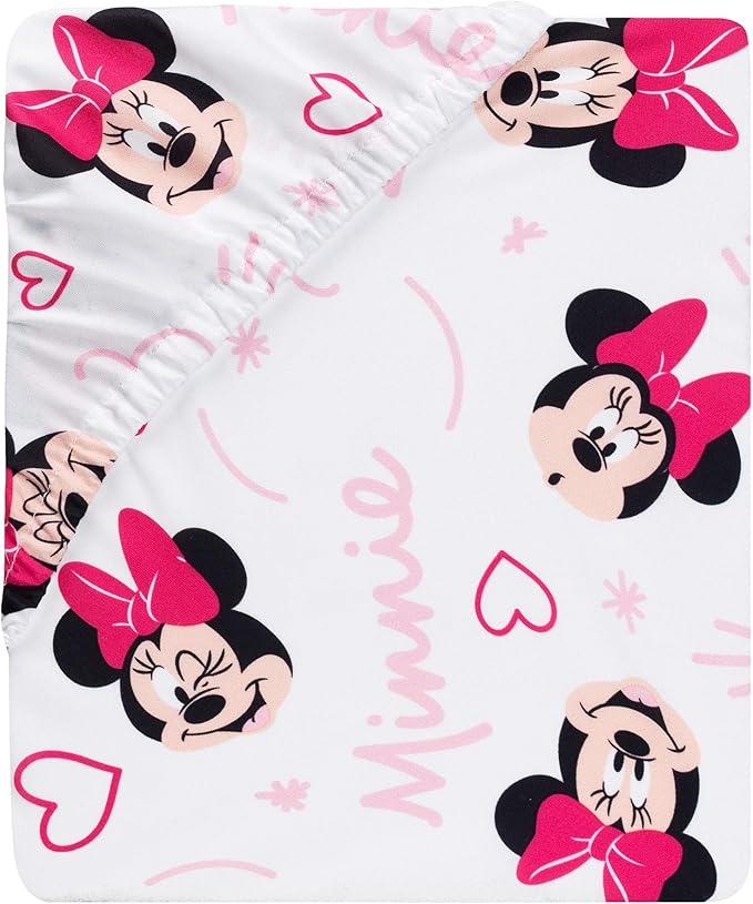 Lambs & Ivy Disney Baby Minnie Mouse Love 3-Piece Pink Nursery Crib Bedding Set