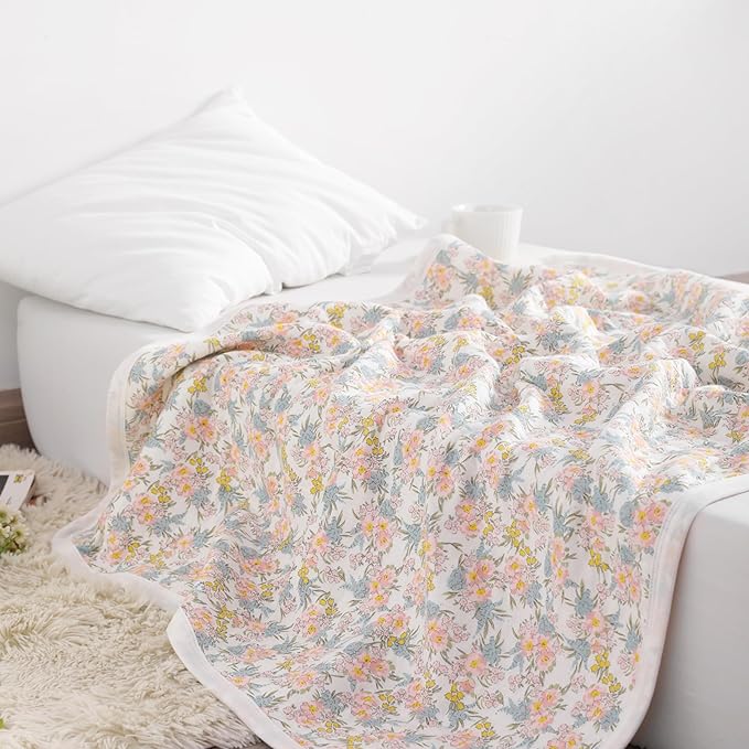 NTBAY Jersey Cotton Quilted Toddler Blanket, Breathable and Warm for Boys and Girls Baby Blanket, 30x40 Inches, Pink Floral