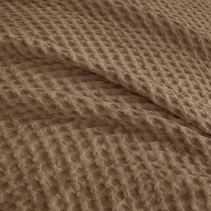 PHF Waffle Duvet Cover Set King Size, No Snagging Ultra Soft Luxury Textured Breathable Comforter Cover for All Season 3pcs, Durable Bedding Duvet Set with 2 Pillow Shams, 104"x90", Mocha/Cocoa Brown