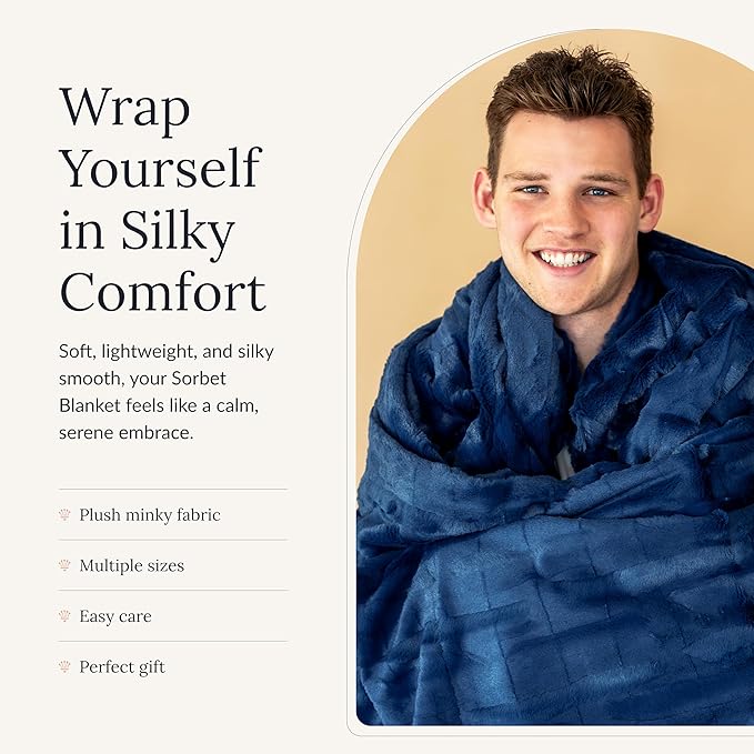 Minky Couture Sorbet Blanket - Ultra-Soft Throw for Silky Smooth Comfort - Premium Decorative Throw Blanket - Midweight, Breathable Fabric - Machine Washable Monster, Navy