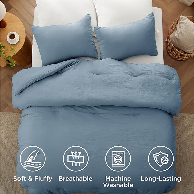 Bedsure Twin/Twin XL Comforter Set, Dusty Blue Soft Prewashed Bedding for All Seasons, 2 Pieces GentleSoft™ Bed Set, 1 Lightweight Comforter (68"x88") and 1 Pillowcase (20"x26")