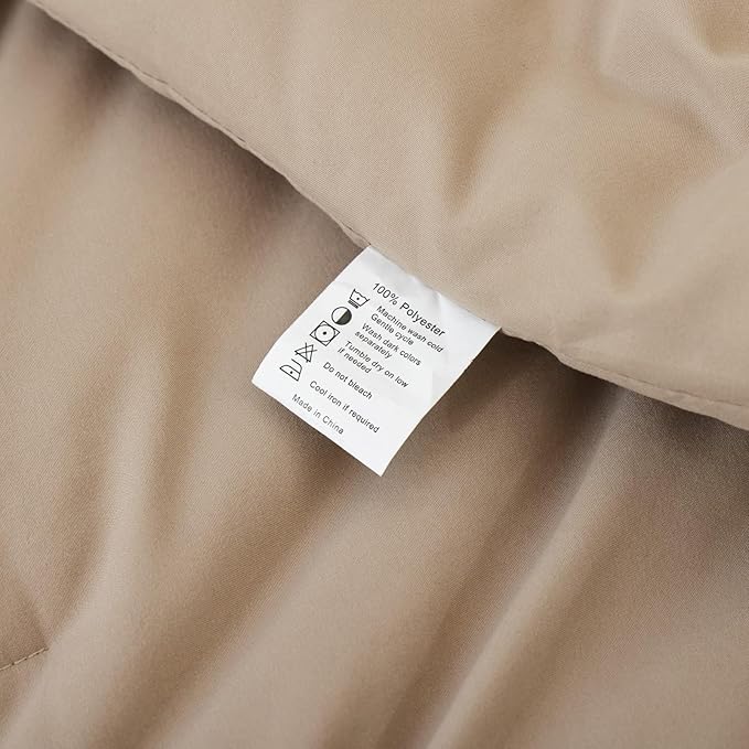 ROSGONIA King Size Comforter Set Taupe Brown, 3pcs(1 Boho Tan Comforter & 2 Pillowcases) All Season Bedding Lightweight Bedspread Blanket Quilts