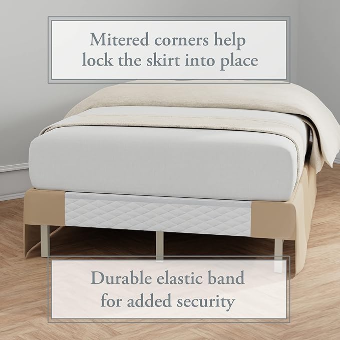 Bed Maker’s Never Lift Your Mattress Bed Skirt, Designed for Box Spring Beds, Split Corners, 14 Inch Drop Length, King, Mocha