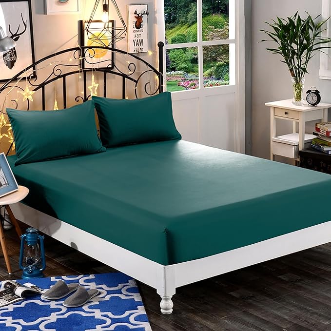 Elegant Comfort 1500 Premium Hotel Quality 1-Piece Fitted Sheet, Softest Quality Microfiber-Deep Pocket up to 16 inch,Wrinkle and Fade Resistant, Twin/Twin XL, Marine Teal