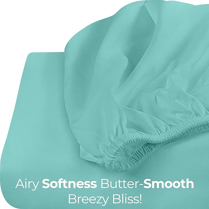 Utopia Bedding Queen Fitted Sheet - Bottom Sheet - Deep Pocket - Soft Microfiber - Shrinkage and Fade Resistant - Easy Care -1 Fitted Sheet Only (Spa Blue)