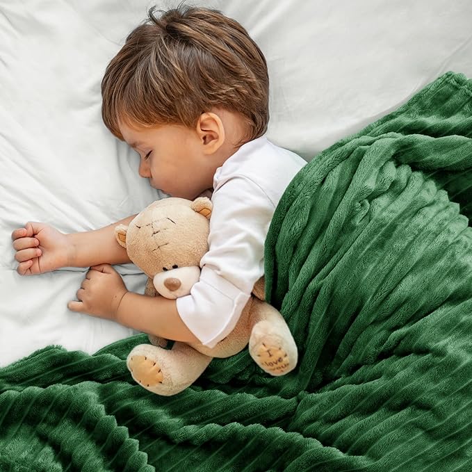 BEDELITE Baby Blankets for Boys Girls 30"x 40" - 3D Ribbed Jacquard Cute Fuzzy Fleece Blanket, Warm and Breathable Soft Cozy Infant Toddler Blanket for Newborn All Seasons Suitable, Dark Green