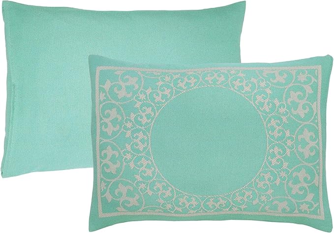 Superior Cotton Blend Bedspread Set, Includes Oversized Bedspread and 2 Matching Pillow Shams, Light Weight Blanket, Bedding Decor, Jacquard Vintage Floral Mandala, Lyron Collection - Full, Turquoise