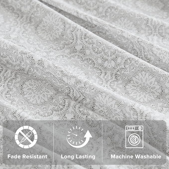 Comfort Spaces Extra Deep Pocket, 100% Cotton King Fits up to 24" Mattress, Breathable, Naturally Cool, Soft, All Seasons Sheet Set, Adelia Grey 4 Piece