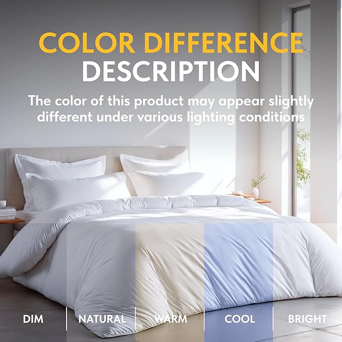 White Classic White Duvet Cover King Size, Microfiber Duvet Cover with Zipper, Set of 1 Down Comforter Cover with 2 Pillow Shams, Luxury Comforter Cover King Size | Comforter Not Included