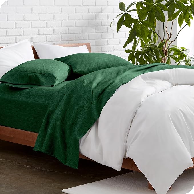 Bare Home California King Sheet Set - 1800 Ultra-Soft Microfiber Cal King Bed Sheets - Double Brushed - Deep Pockets - Easy Fit - 4 Piece Set (California King, Heathered Forest Green)