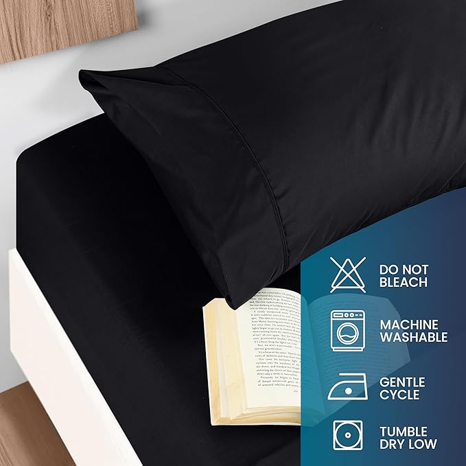 Utopia Bedding Full Size 4 Piece Sheet Set - Brushed Microfiber - Soft Bed Sheets for Full Size Bed - Includes 1 Fitted, 1 Flat, & 2 Pillow Cases - Deep Pocket (Black)