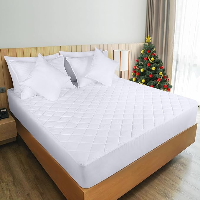 Utopia Bedding 2 Pack Quilted Fitted Mattress Pad, Twin XL Size, Elastic Fitted Mattress Topper Protector and Cover with Deep Pocket Stretches up to 16 Inches, Machine Washable (White)