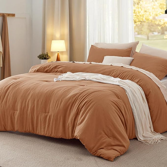 Bedsure King Comforter Set, Pumpkin Soft Prewashed Bedding for All Seasons, 3 Pieces GentleSoft™ Bed Set, 1 Lightweight Comforter (104"x90") and 2 Pillowcases (20"x36")