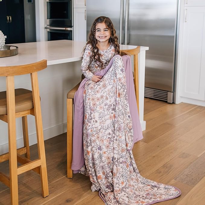 Copper Pearl Jumbo Premium Knit 3 Layer Stretchy Throw Blanket Flora