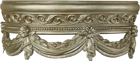 Touch of Class Platinum Swag and Bow Wall Teester Bed Crown | Ornate Canopy | Acanthus Leaves, Scrollwork, Floral, Beaded | Removable Rod for Drapes, Sheers | Elegant Traditional Classical