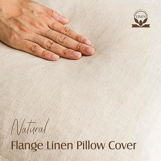 Foindtower Pack of 2, Decorative Linen Soild Throw Pillow Covers Soft Accent Cushion Case Boho Farmhouse Neutral Pillowcase for Couch Sofa Bedroom Living Room Home Decor 24 x 24 Inch Natural Beige