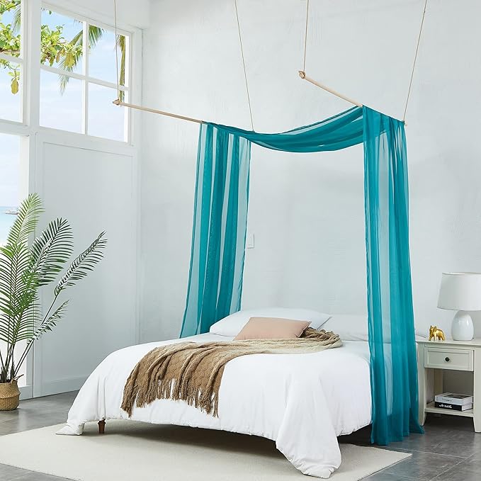 Warm Home Designs Green Teal Bed Canopy Curtains in 55 x 360 Inch Size. Our King Canopy Bed Curtains Work Great as Kids Canopy, Bed Scarf, Bed Curtain or to Enhance Bed Decor. BC Teal 360"