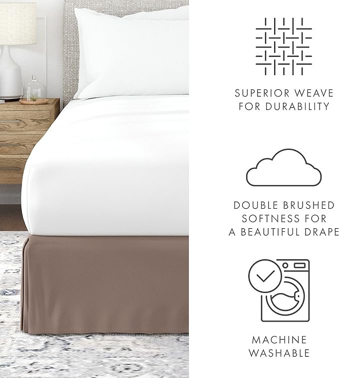 Linen Market Bed Skirt - Ultra Soft Microfiber - Easy Fit with 14 Inch Tailored Drop - Hotel Quality, Shrinkage & Fade Resistant - Bed Cover - Full Size Bed Skirts - Bedroom Décor - (Full, Taupe)