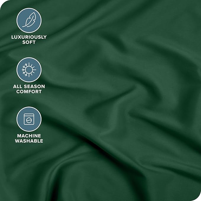 Bare Home Fitted Bottom Sheet Twin Size - Premium 1800 Microfiber - Ultra-Soft Hotel Luxury - Deep Pocket - Durable and Long Lasting - Fitted Sheet (Twin, Forest Green)
