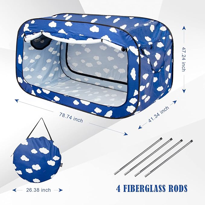 Bed Tent Twin Bed Canopy Tents Portable Dream Tent for Adult Indoor Sleeping Tents with 2 Doors Breathable Private Space, Cloud