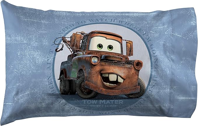 Disney/Pixar Cars Tune Up Blue/Gray 4 Piece Full Sheet Set with Lightning McQueen & Mater (Official Disney/Pixar Product)