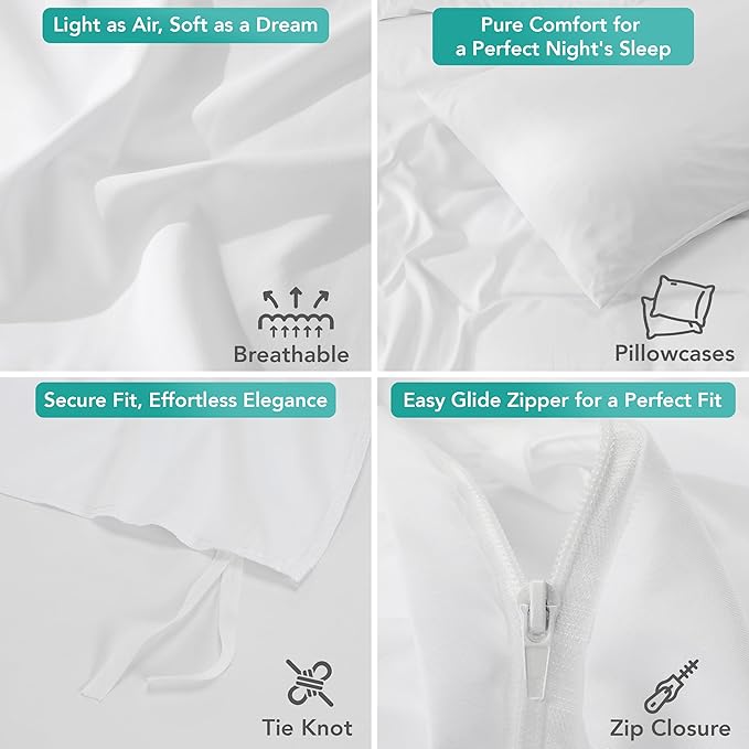 Utopia Bedding Duvet Cover Set with Pillowcases - 3 Pieces Bedding Duvet Cover with Zipper Closure - 1 Duvet Cover with 2 Pillowcases - Soft Brushed Microfiber (Full, White)