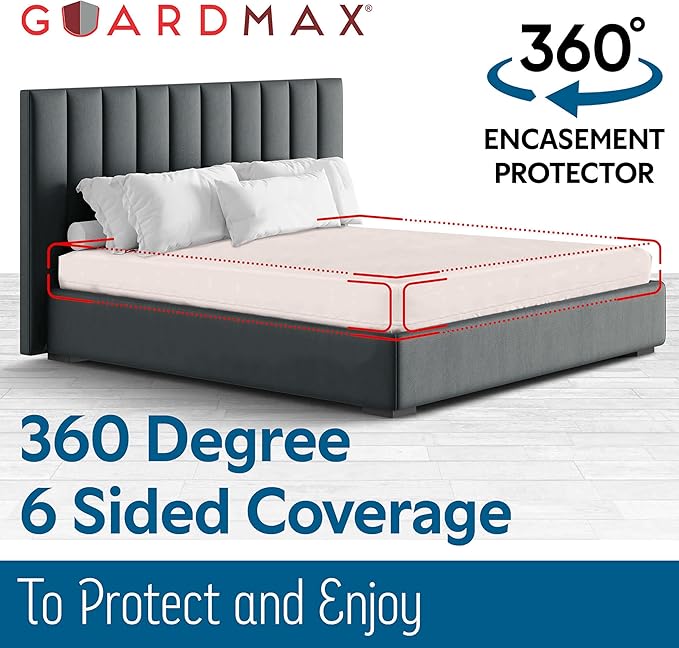 Guardmax Jersey Knitted Full XL Zippered Mattress Encasement - Waterproof & Bed Bug Proof Mattress Protector - Comfortable, Soft, and Noiseless Zippered Bedding - Dust Mite P0roof (54 x 80 x 12)