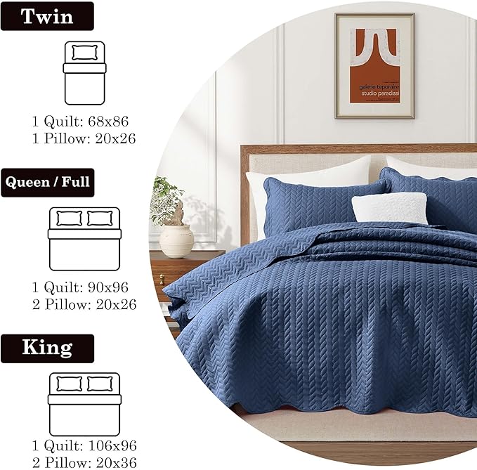 IR Imperial Rooms Queen Quilt Bedding Set (90" x 96") - Bulk Pack of 10 Wholesale for Hotels, Guest Bedroom & Airbnbs - Lightweight Microfiber Reversible Embossed Quilts Bedspreads (Light Blue)