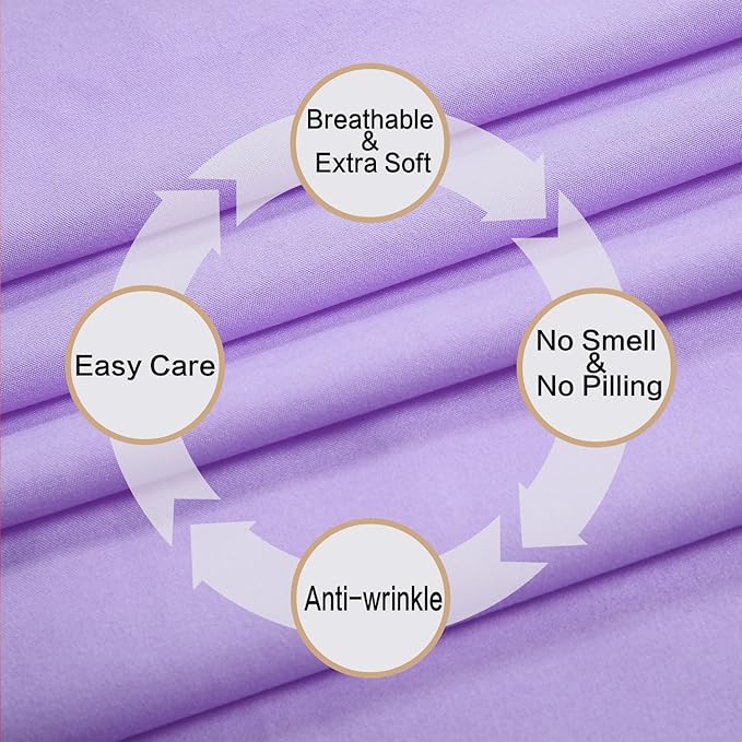 Best Season Twin Size Bed Sheet Set - 3 Piece (Lavender) 1 Flat Sheet,1 Fitted Sheet and 1 Pillow Cases,100% Brushed Microfiber 1800 Luxury Bedding,Deep Pockets,Extra Soft & Fade Resistant