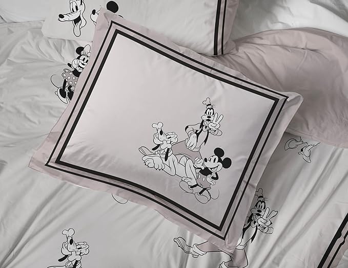 Jay Franco Kids Comforter Set Includes Sheets and Pillow Covers - Soft and Cozy Bed Set for Stylish Room Decor, Official Licensed Bedding, Beige - Mickey and Friends, 7 Piece Queen